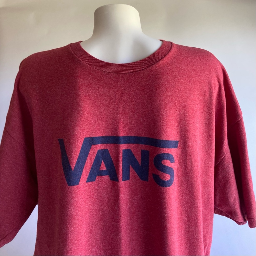 New Men’s Vans Red Pink Cotton Polyester Short Sleeve Shirt size XL - Picture 2 of 7